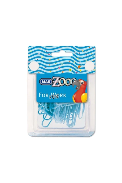 Mas stationery Zoo - Seffaf Dörtgen Kutuda Plastik Kapli Ataş - No:3  - Mavi ürün görseli 1