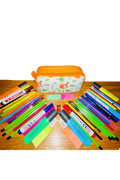 Penmark Turkey Çift Bölme çiçek  Desenli Kalemlik, Kumaş Kalem Kutusu - Resim 5