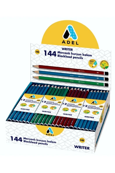 Adel Wrıter Mercanlı Kurşun Kalem 12'li Hb Özel Yapıştırma Sistemi - Resim 4