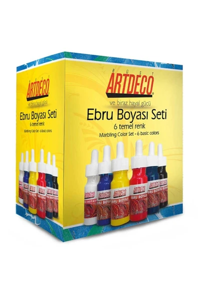 Artdeco lisans kırtasiye Ebru Boya Seti : 6 Temel Renk ürün görseli 1