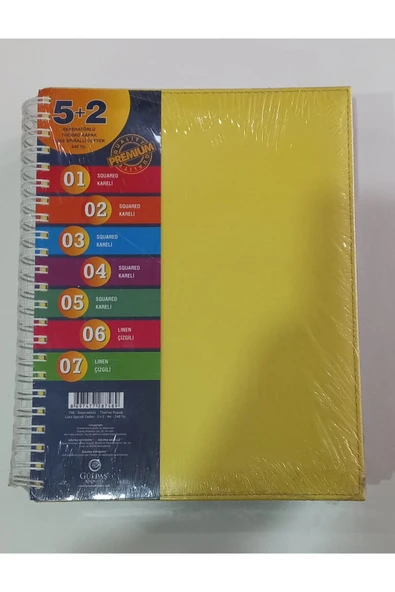 Gülpaş Kırtasiye 4+1 Bölümlü A4 Sipralli Ayraçlı Defter Lüx Termo Deri Kapak 160 yaprak asorti renkler - Resim 2