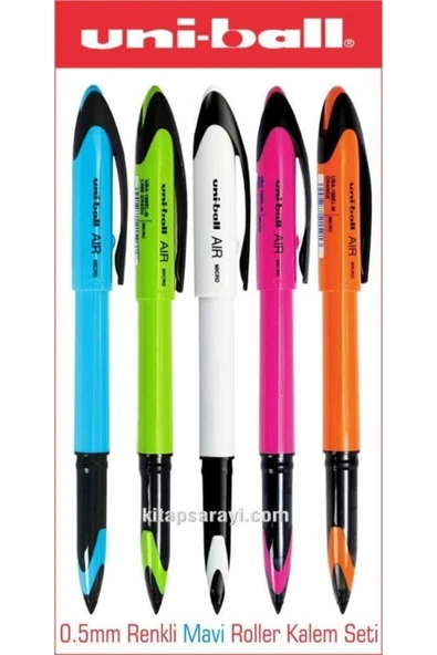 UNİ-BALL Uniball Air 0.5 Mm Renkli- Mavi Roller Kalem Seti Uba-188m 5 Adet ürün görseli 1