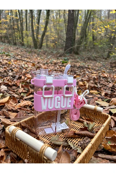 Kampus Kırtasiyem Okul Öğrenci Vogue Şık Tasarım Çift Bölmeli Çift İçimli Çocuk Suluk Matara - Resim 4