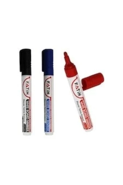 Fatih Kırtasiye Doldurulabilir Markör Permanent Kesik Uç Kırmızı 3440 - 12'li Paket - Resim 2