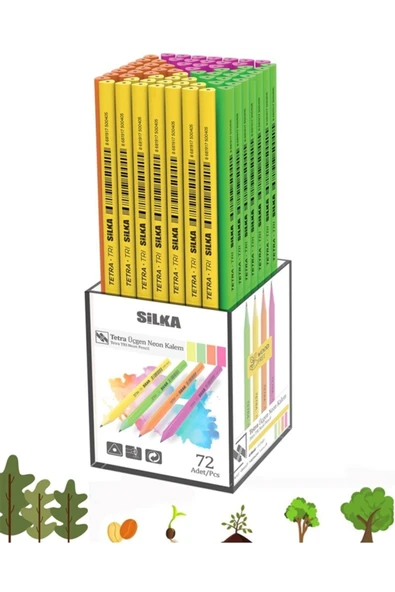 Silka Kaly Üçgen Neon Kurşun Kalem 4'lü - Resim 4