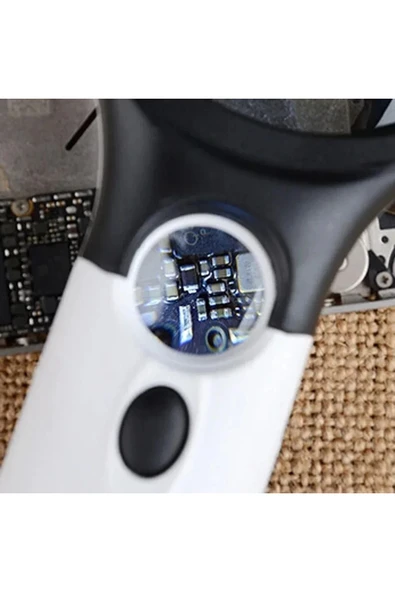 Choice White Magnifying Glass Handheld 45X Magnifier Clearly to See With 3 LED Lights For Reading Magnif... - Resim 6