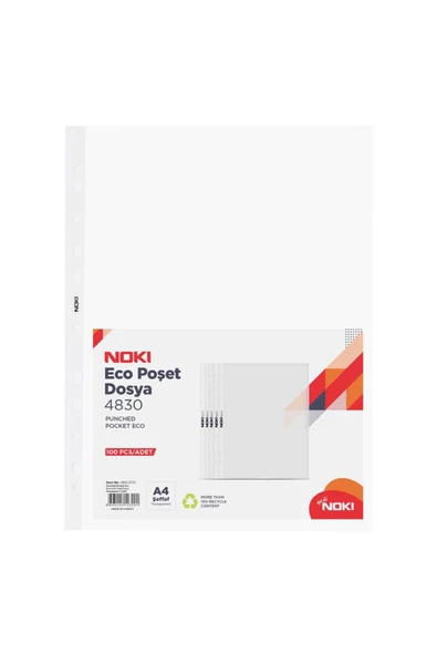 Noki Ofis 4830 Eco Delikli Poşet Dosya A4 45 Mikron - 100 Adet - Resim 2