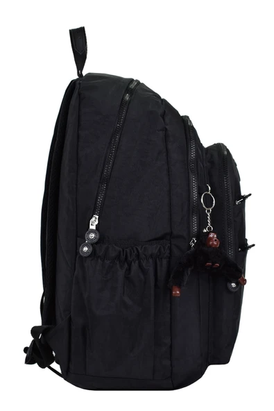 Kampüs Kırtasiyem Su Geçirmez Krinkıl Kumaş Ortopedik Çok Gözlü Okul Sırt Çantası Siyah - Resim 3