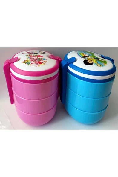 Kampus Kırtasiyem Saklama Kabı - Beslenme Kabı - 3 Bölmeli Sefer Tası Şeklinde Pembe - Resim 3