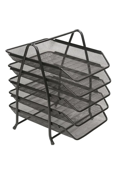 KRAF Perfore Evrak Rafı Metal 5 Katlı 420G Siyah ürün görseli 1