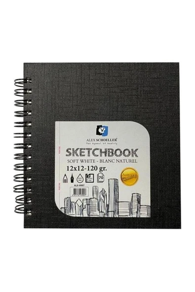 Alex Schoeller 120gr 12x12 70 Yaprak Spiralli Eskiz Siyah Sert Kapak ürün görseli 1
