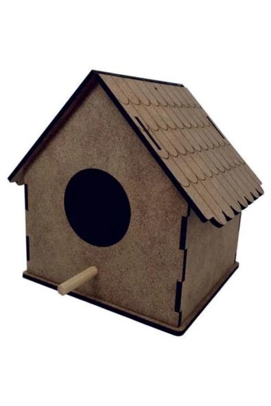 Kampus Kırtasiyem Ahşap Kuş Evi - Kuş Yuvası - 6 Renk Boya Ve Fırçası Ile Birlikte Boyanabilir Set Demonte - Resim 3