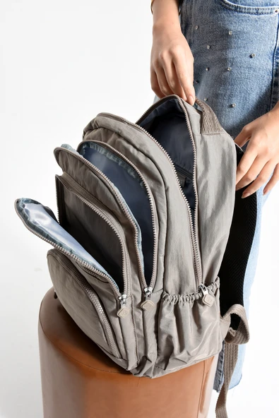 Kampus Kırtasiyem Su geçirmez ithal krinkıl Kumaş Laptop Bölmeli Okul İş ve Seyahat Sırt Çantası - Resim 3