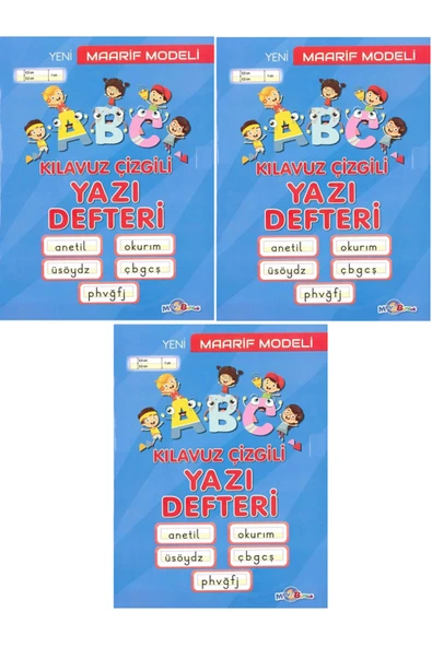 Mavi Boncuk 1.Sınıf Klavuz Çizgili Yazı Defteri - Güzel Yazı Defteri / YENİİİİ Maarif Modeli - 3 ADET ürün görseli 1