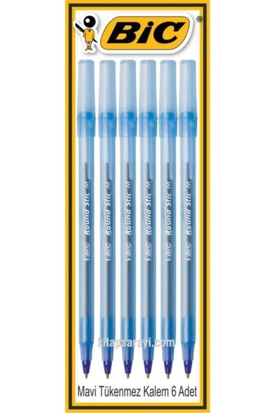 Bic Kırtasiye Tükenmez Kalem Round Stick 1.0 Mm Mavi 6 Adet ürün görseli 1