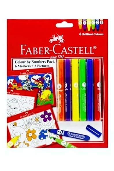 Faber Castell Sayılarla Boyama Seti 6 Adet Jumbo Markör 3 Adet Boyama Kartı 3 Yaş Üstü ürün görseli 1