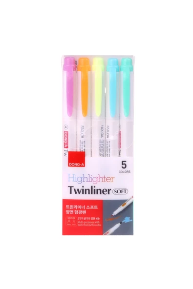 Donga Mygel Twinliner Soft Fosforlu Çift Taraflı 5 (renk) ürün görseli 1
