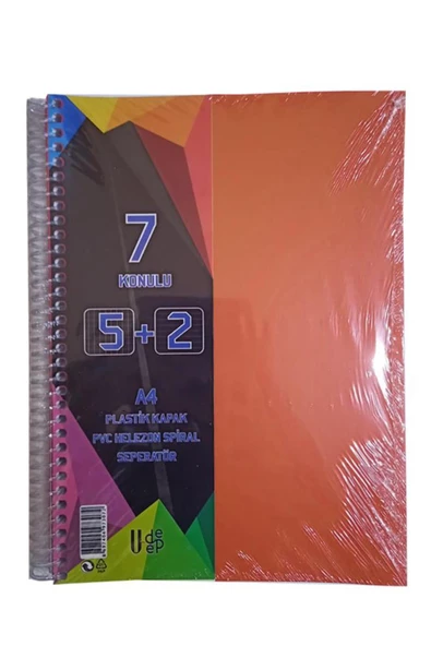 Gülpaş Kırtasiye 5+2 Ayraçlı Defter 7 Konulu 175 Yaprak 1 Adet 5 Kareli 2 Çizgili Spralli Plastik Kapak Seperatörlü ürün görseli 1