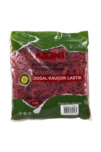 Noki Ofis Kırmızı Doğal Kauçuk Ambalaj Lastiği  4 cm 500 gr Rbr4500k ürün görseli 1