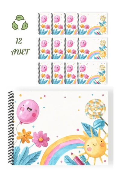 mediart 12 Adet, Resim Defteri, Karton Kapak Resim Defteri, 15 Yaprak, Küçük Resim Defteri, Ölçü: 17*24 ürün görseli 1