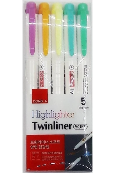 Donga Mygel Fosforlu Kalem Soft 5 Renk Twınlıner 231805 / Donga ürün görseli 1