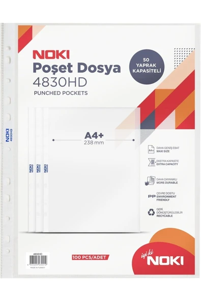 Noki Ofis 4830hd-130 Poşet Dosya Kristal Renkli Mavi ürün görseli 1