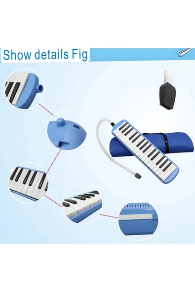 Südor 32 Tuş Melodika Bez Çantalı Melodika Set Siyah Renk Ticon Taşıma Kalplu - Resim 5