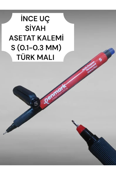 Kampus Kırtasiyem ASETAT KALEMİ S UÇ 0.1-0.3 MM %100 YERLİ ÜRETİM PERMANENT KALEM ürün görseli 1