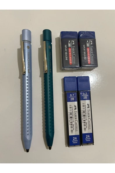 Faber Castell Grip 2011 0.7 Açık Mavi-Yeşil Versatil Kalem-Faber 75mın Uç 2 Adet.-Fc Silgi 2 Adet ürün görseli 1