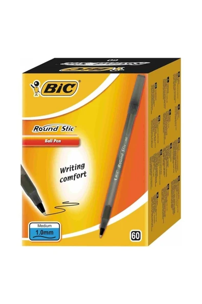 Bic Kırtasiye Tükenmez Kalem Round Stick 1.0 Mm 60 Lı Siyah 920568 ( 60 Adet ) ürün görseli 1