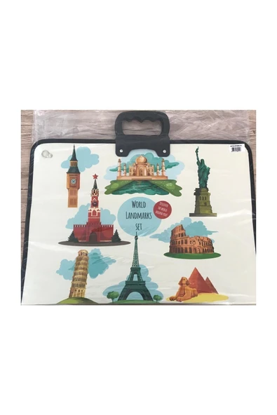 Südor Proje Çantası 35x50 Fermuarlı Baskılı Karma Renkler ürün görseli 1