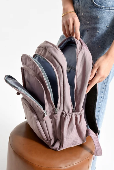 Blacklion Kızıltepe Su Geçirmez Krinkıl Kumaş Laptop Bölmeli Okul, İş ve Seyahat Sırt Çantası - Resim 3