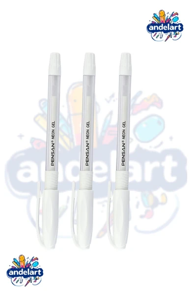 andelart Beyaz Neon Tükenmez Kalem Jel 1.0 Mm 3 Adet ürün görseli 1