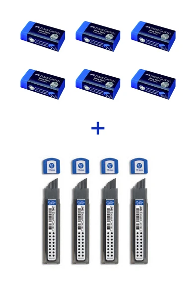 Faber Castell 4'lü Super Fine Min, 2B, 0.7, 6'lı Yumuşak Sınav Silgisi, 10'lu Yazım Seti ürün görseli 1