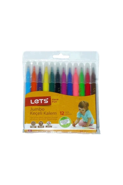 LET'S HAVE FUN 12 Renk Jumbo Keçeli Kalem L-7012 ürün görseli 1