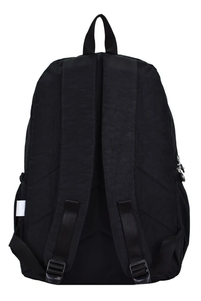 Kampüs Kırtasiyem Su Geçirmez Krinkıl Kumaş Ortopedik Çok Gözlü Okul Sırt Çantası Siyah - Resim 4