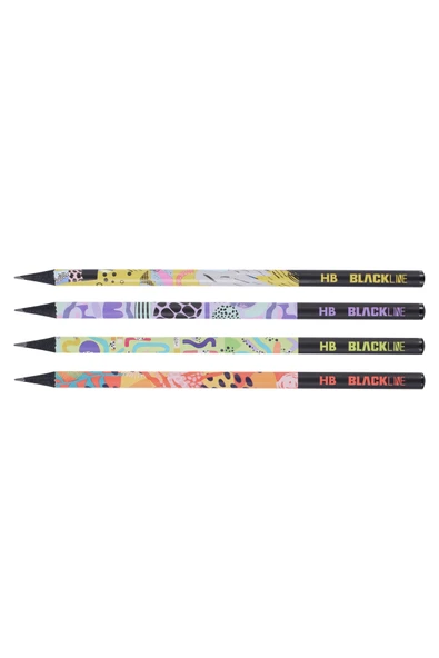 Adel Blackline Karışık Kurşun Kalem 12'li Set,Uzay Desenli,Neon,Mozaik Desenli Konsept Kurşun Kalemler - Resim 2