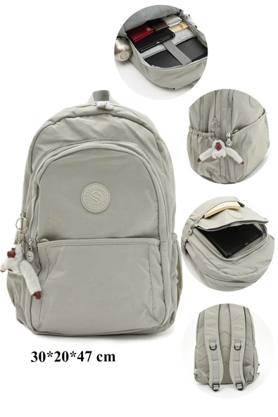 Kampus Kırtasiyem Unisex Su Geçirmez Krinkıl Kumaş Çok Gözlü Büyük Boy Okul Seyahat Tatil Sırt Çantası VIP ürün görseli 1