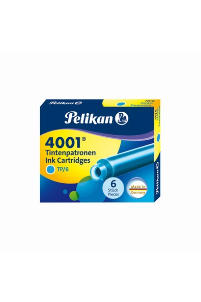 Pelikan Germany 4001 6'lı Kısa Kartuş TP/6 Turkuaz ürün görseli 1