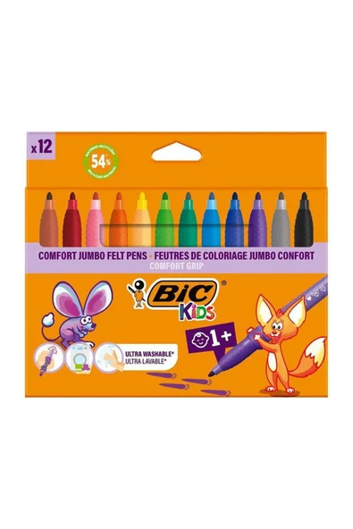 Bic Kırtasiye Keçeli Kalem Comfort Jumbo 12 Renk Keçeli Boya Kalemi ürün görseli 1