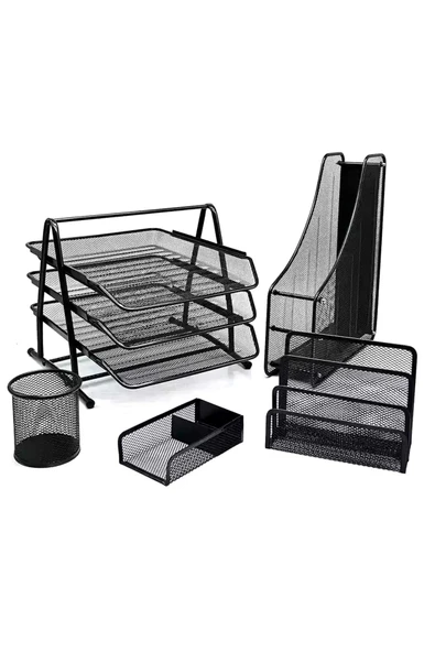 Ark kırtasiye Metal Ofis Seti 5 Li Evrak Rafı Küpnotluk Magazinlik Kalemlik Mektupluk ürün görseli 1