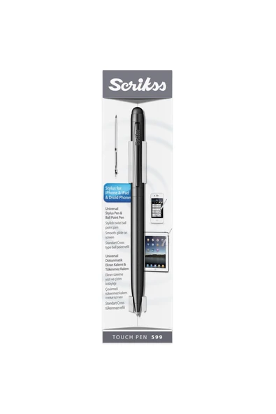 Scrikss Touch Pen 599 Tükenmez Kalem Mat Siyah - Resim 5