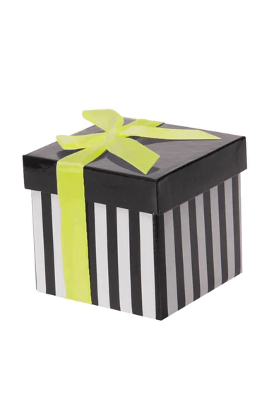 Kampus Kırtasiyem Siyah Sarı Fiyonklu Hediye Kutusu 16 x 16 cm ürün görseli 1