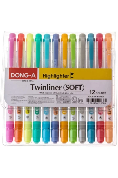 Donga Mygel Twinliner Soft Fosforlu Kalem Çift Taraflı 12 li Set ürün görseli 1
