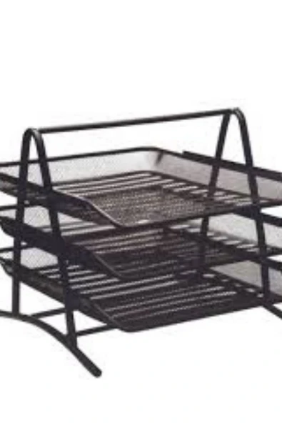 everart Metal Evrak Rafı 3 lü 1 Paket Masa Üstü A4 Dosya Düzenleyici Kağıt Tepsisi Fileli Üç Katlı Hareketli ürün görseli 1