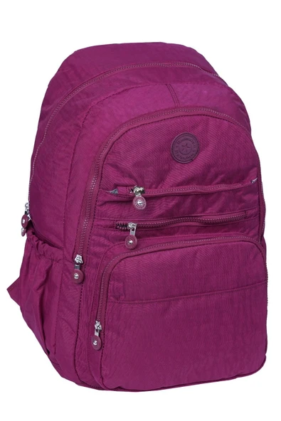 Kampüs Kırtasiyem Su Geçirmez Krinkıl Kumaş Ortopedik Çok Gözlü Okul Sırt Çantası Bordo ürün görseli 1