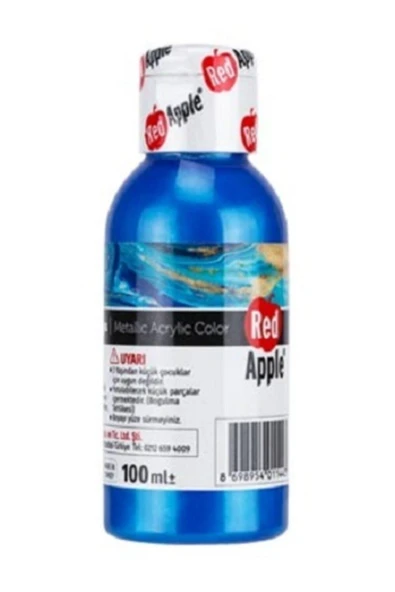 Red Apple Metalik Akrilik Boya Mavi 100 Gr. Doğadan Ilham Alan Renkler. ürün görseli 1