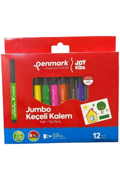 Penmark Turkey HS-706-12 SÜPER YIKANABİLİR JUMBO KEÇELİ KALEM 12 Lİ SET ürün görseli 1
