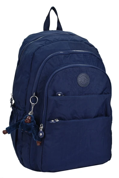 Kampüs Kırtasiyem Su Geçirmez Krinkıl Kumaş Ortopedik Çok Gözlü Okul Sırt Çantası Lacivert ürün görseli 1