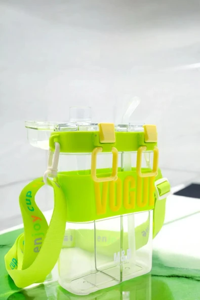 Kampus Kırtasiyem Okul Öğrenci Vogue Şık Tasarım Çift Bölmeli Çift İçimli Çocuk Suluk Matara - Resim 3